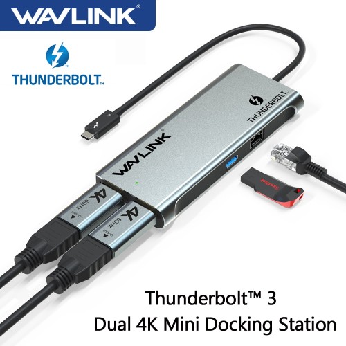 Thunderbolt 3 Dock, Dual 4K Monitor, DisplayPort, HDMI, Ethernet