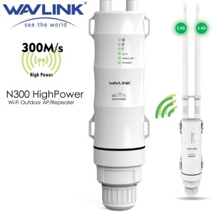 Wavlink N300 High Power Outdoor Weatherproof 30dbm Wireless Wifi Router/AP Repeater/Extender 2.4G 15KV Outer Detachable Antenna