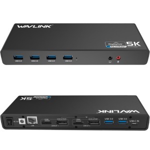 USB C 5K Laptop Universal Docking Station Ultra HD Multiple Display Dock with 2 × HDMI and DisplayPort, Gigabit Ethernet, Type C, 6 × USB 3.0, Audio, Mic, Supports Windows Mac OS 