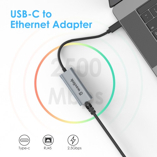 USB-C to RJ45, 2.5Gbps Ethernet Network Adapter