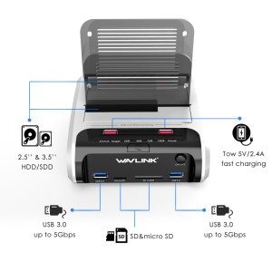 USB 3.0 to SATA Dual Bay External Hard Drive Docking Station