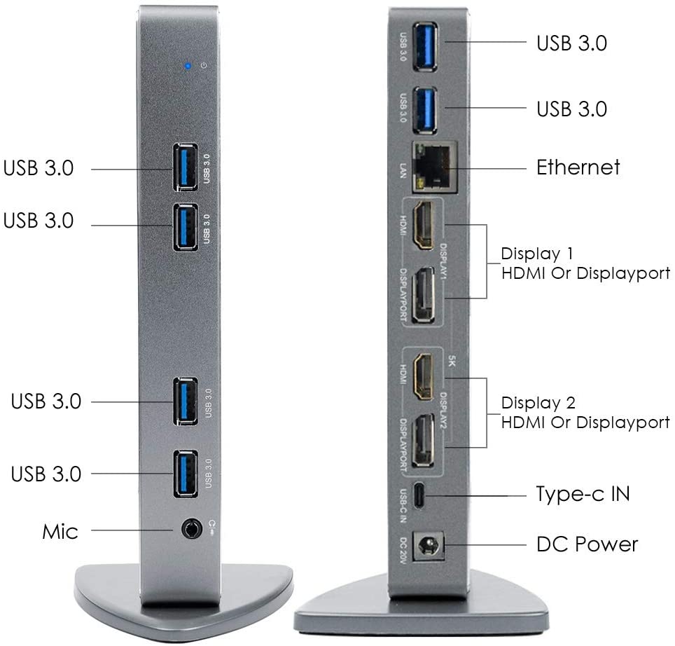 Wavlink USB C Vertical Aluminum Ultra 5K Dual 4K HD Multiple Display Universal Docking Station Wavlink USB C Vertical Aluminum Ultra 5K Dual 4K HD Multiple Display Universal Docking Station